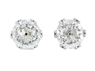 Edwardian old mine diamond stud earrings, circa 1905.