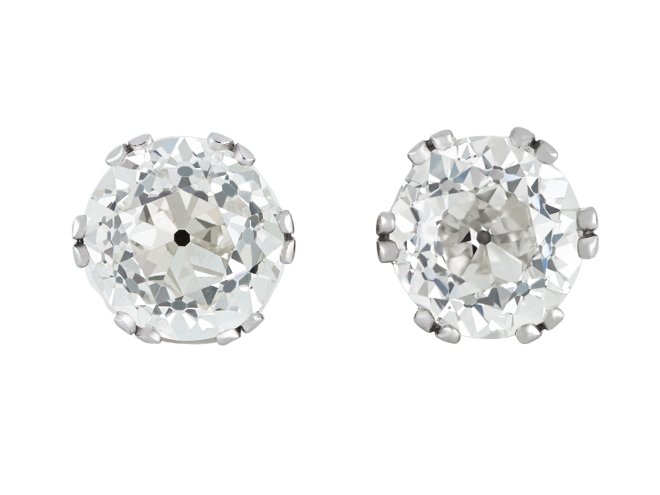 Edwardian old mine diamond stud earrings, hatton garden