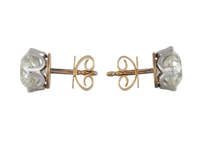 Edwardian old mine diamond stud earrings, hatton garden