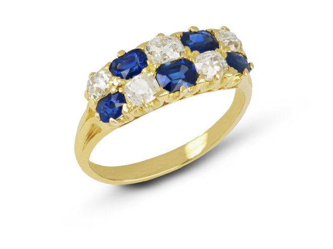 Victorian sapphire and diamond ring, circa 1890.