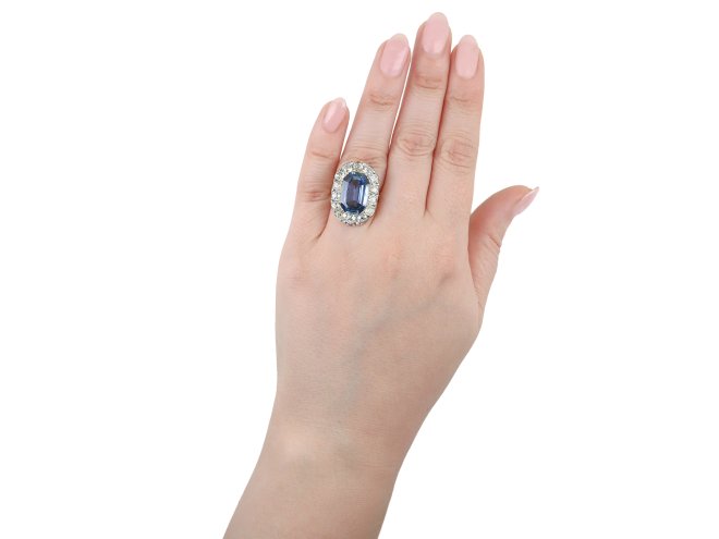 Victorian sapphire and diamond coronet cluster ring, circa 1870.
