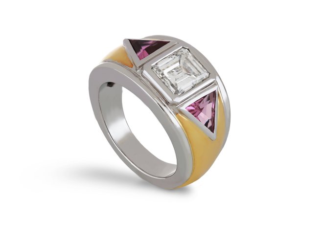 René Boivin diamond and pink sapphire ring, hatton garden