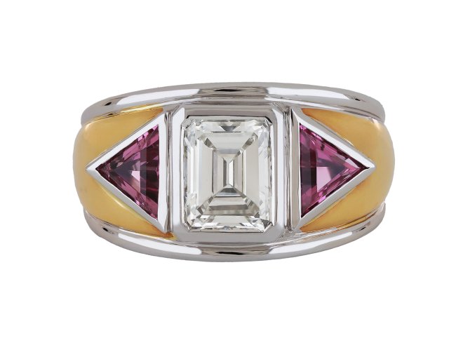 René Boivin diamond and pink sapphire ring, hatton garden