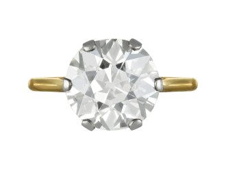 5.02 carat old cut diamond solitaire ring, circa 1910.
