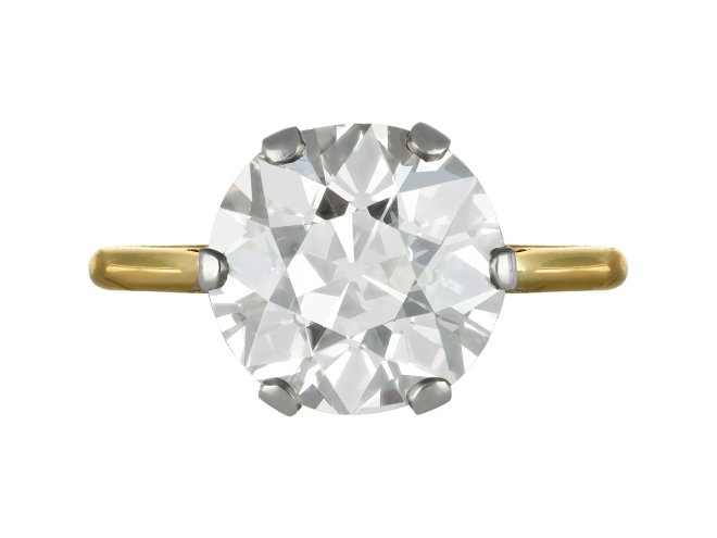 Edwardian five carat old cut diamond solitaire ring, circa 1910. hatton garden