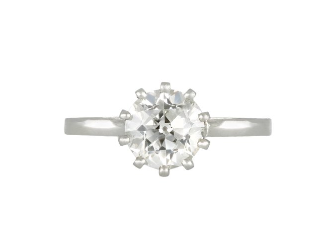 Old cut diamond solitaire ring, circa 1915.