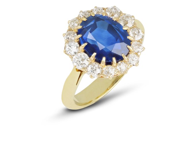 Ceylon sapphire and diamond coronet cluster, circa 1900.