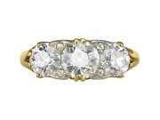 Victorian diamond three stone ring, circa 1900. 