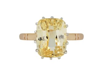 Yellow Ceylon sapphire solitaire ring. Hatton Garden
