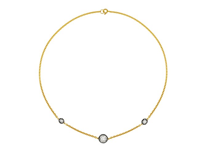 Old cut diamond necklace, late 19th Century. 