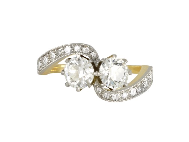 Edwardian diamond crossover ring, circa 1910.
