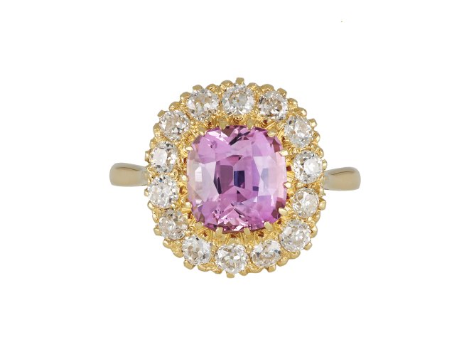 sapphire and diamond cluster ring, circa 1900.