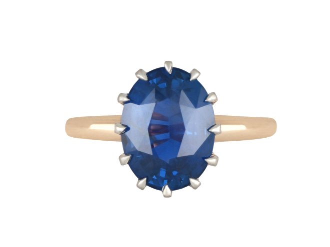 Ceylon sapphire solitaire ring, circa 1915.