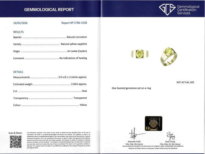 Yellow Ceylon sapphire solitaire ring, French, circa 1950.