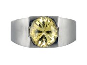 Yellow Ceylon sapphire solitaire ring, French, circa 1950.