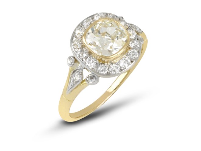 Old mine diamond coronet cluster ring