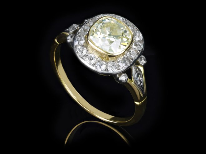 Old mine diamond coronet cluster ring