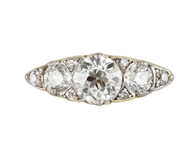 Victorian diamond five stone ring, circa 1890.