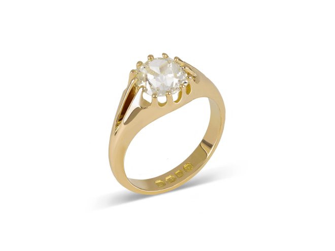 Victorian diamond solitaire ring, English, 1897.