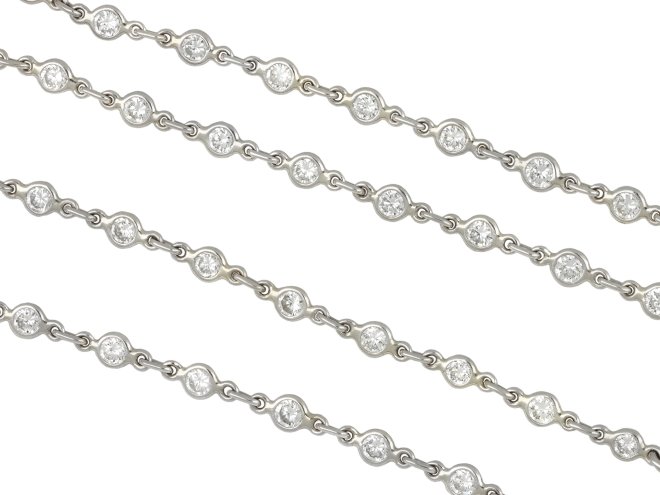 Diamond set chain necklace, circa 1915. 