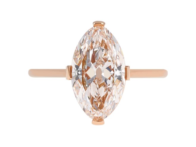 Type IIa light pinkish brown diamond solitaire ring.