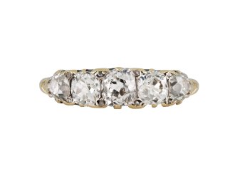 Victorian diamond five stone ring, circa 1900.