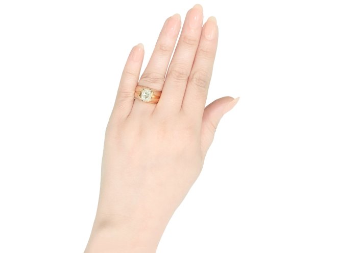 Cushion shape old mine diamond ring, circa 1900.