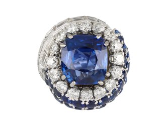 Sterle sapphire and diamond dress ring, French, circa 1950.