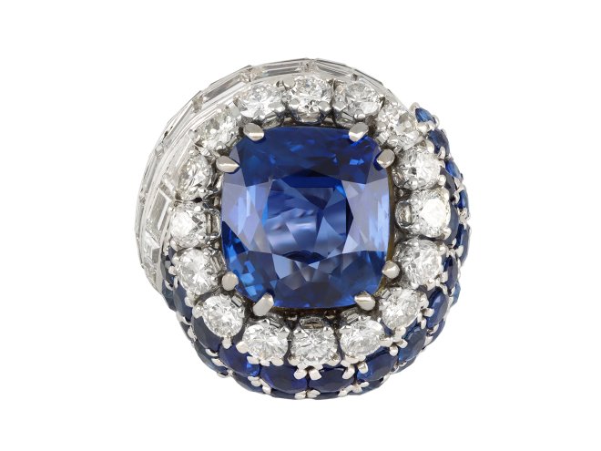 Sterle sapphire and diamond dress ring, French, circa 1950.