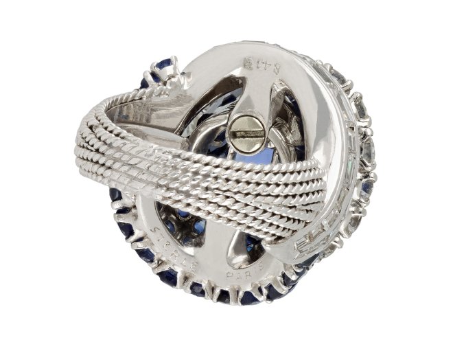 Sterle sapphire and diamond dress ring, French, circa 1950.