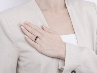 Brown diamond three stone ring.