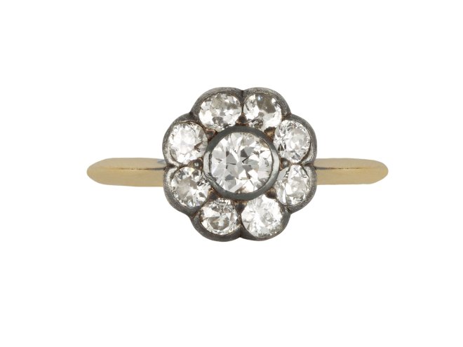 Antique diamond coronet cluster ring, circa 1900.