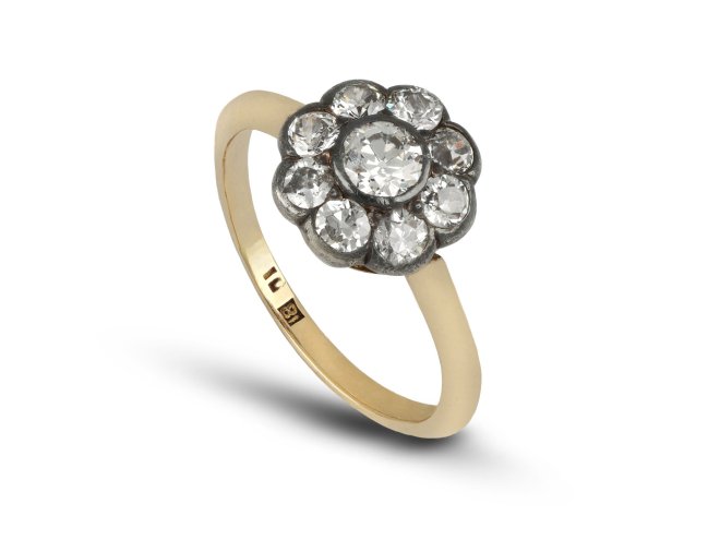 Antique diamond coronet cluster ring, circa 1900.