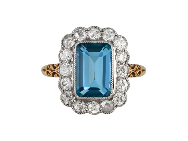 Aquamarine and Diamond Coronet Cluster, Circa 1905.