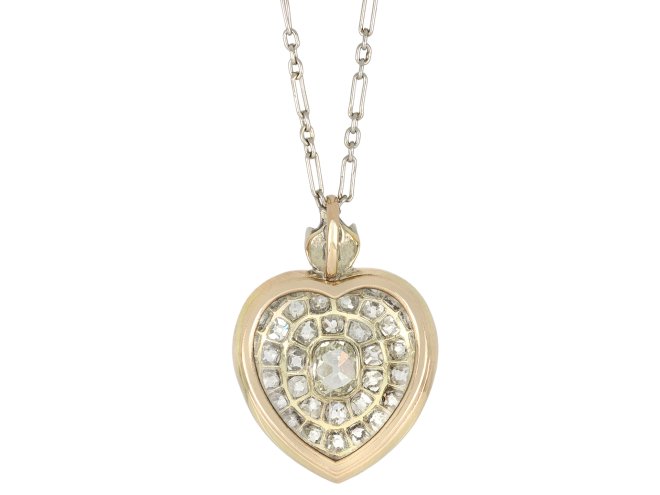 Victorian diamond heart locket, circa 1890.