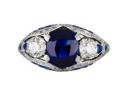Art Deco Tiffany & Co. sapphire and diamond cluster ring, circa 1925