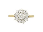 Edwardian diamond coronet cluster ring, circa 1910.