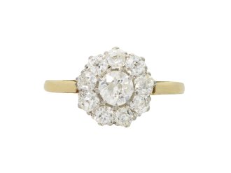 Edwardian diamond coronet cluster ring, circa 1910.