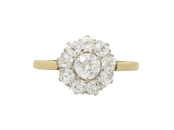 Edwardian diamond coronet cluster ring, circa 1910.