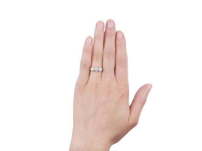 Edwardian diamond three stone ring, circa 1910