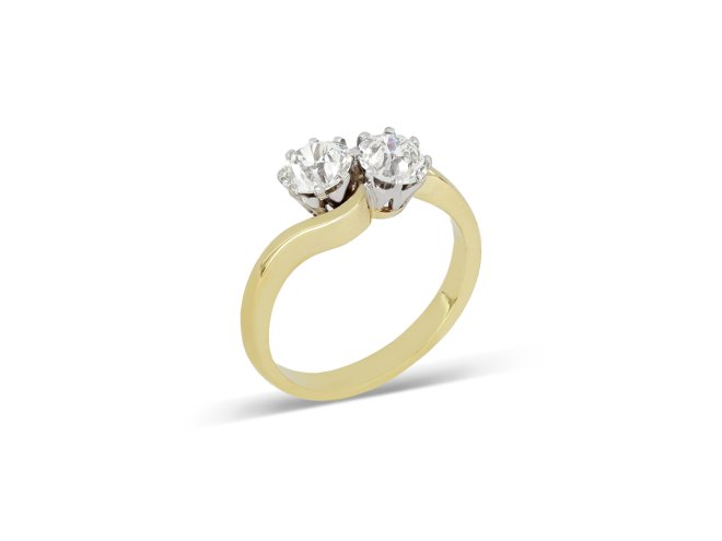 Edwardian diamond crossover ring, circa 1910. 