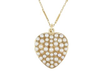 Victorian pearl heart locket, circa 1880. 