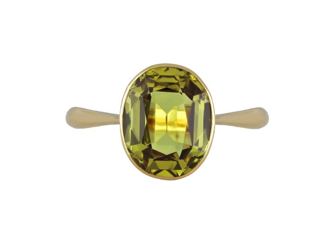 Chrysoberyl solitaire ring, circa 1905. 