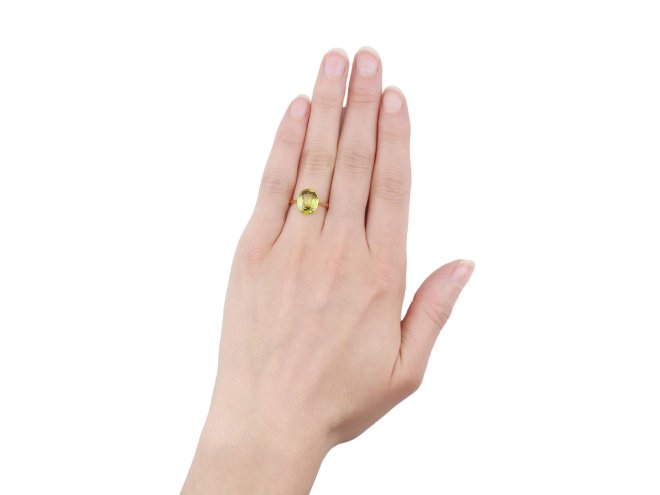 Chrysoberyl solitaire ring, circa 1905. 