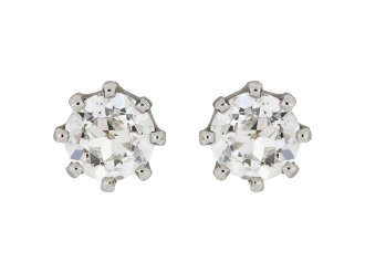 Old cut diamond stud earrings, circa 1910. 