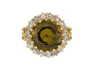 Chrysoberyl and diamond coronet cluster ring, circa 1900.