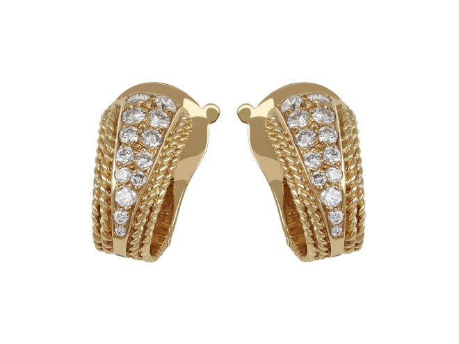 Van Cleef & Arpels diamond earrings, French, circa 1970.