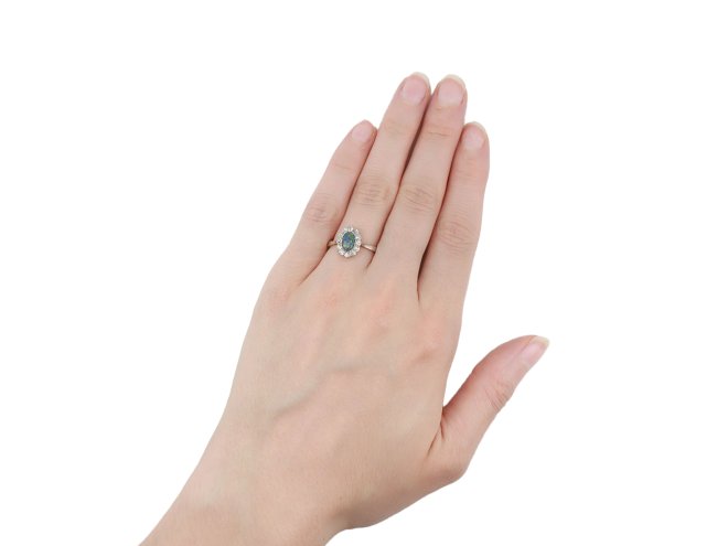 Opal and diamond cluster ring, circa 1910.