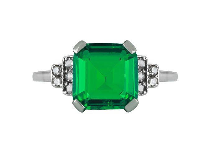 Art Deco Colombian Emerald and diamond ring, circa 1920