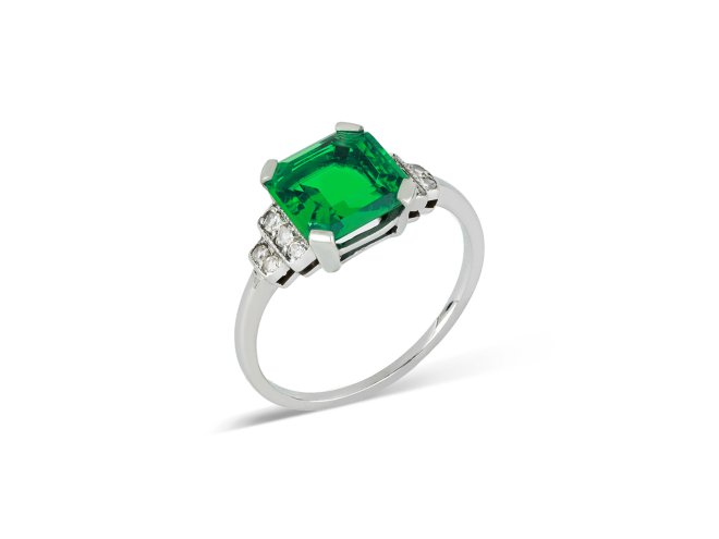 Art Deco Colombian Emerald and diamond ring, circa 1920